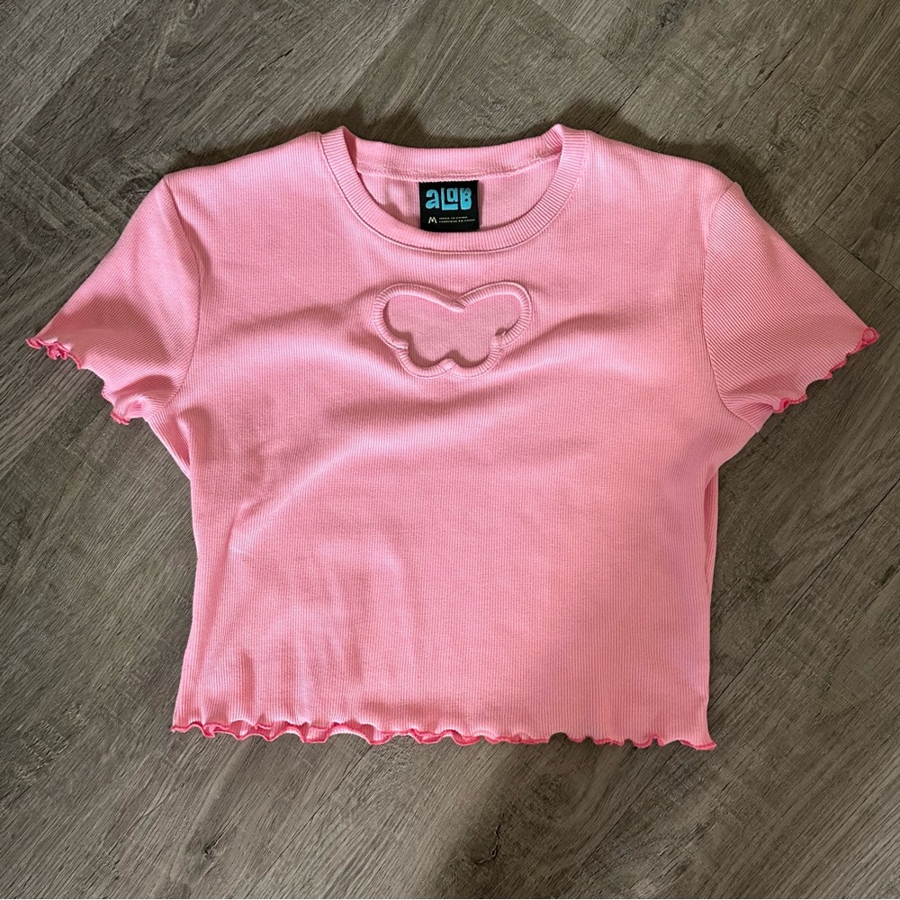 ALAB pink butterfly cutout baby tee M